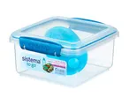Contenitore per alimenti di forma quadrata, colore blu.