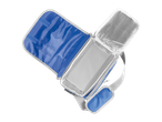 Bolsa térmica azul com isolamento.