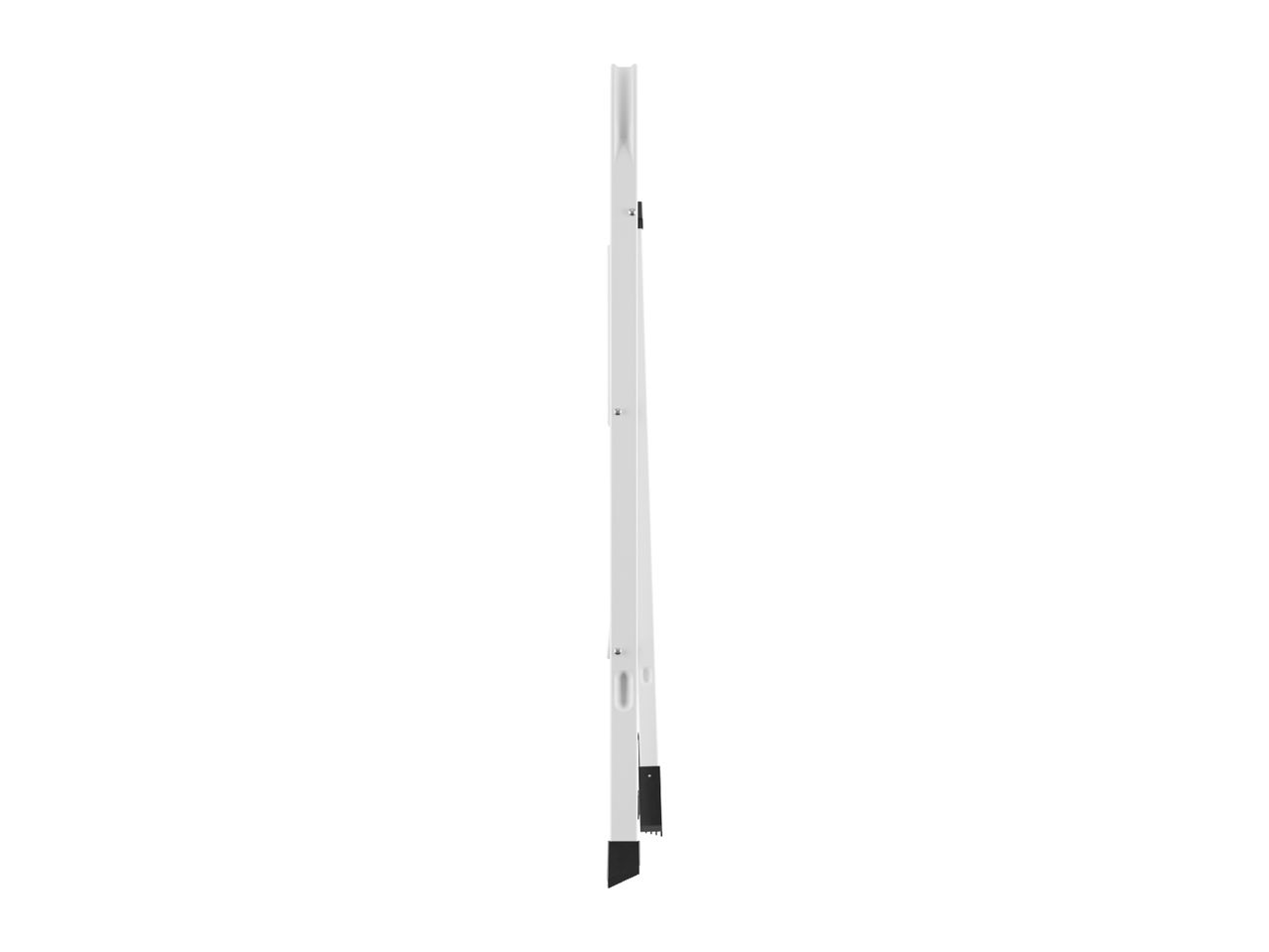 Side view of a white folding ladder with black feet