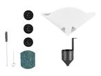Coffee filter set with paper filters, reusable pods, cleaning brush, and funnel.