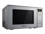 A silver Panasonic microwave oven.