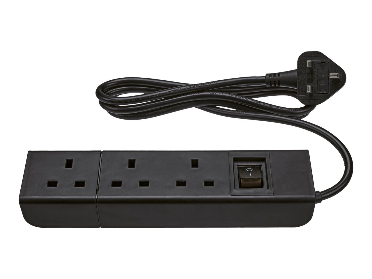 Black 3 Socket Extension Lead