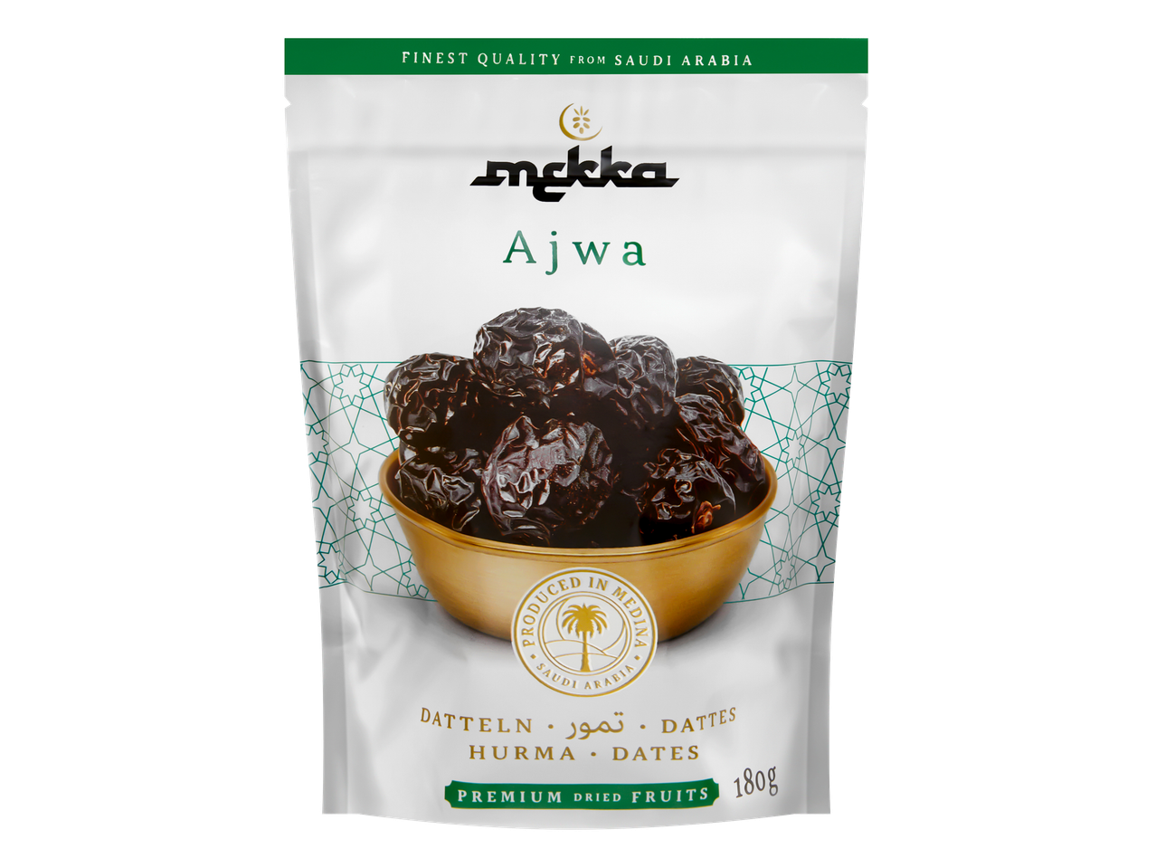 Sachet de dattes Ajwa de qualité supérieure, 180g.