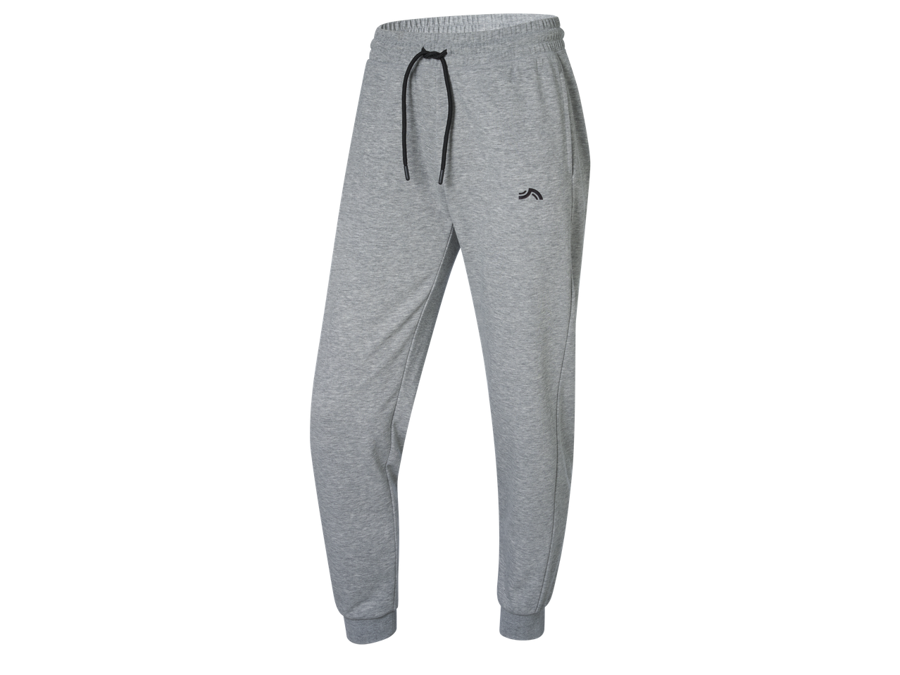 Grijze Crivit joggingbroek met zwart trekkoord en logo.