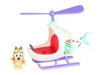 Bluey toy helicopter with a Bluey figure wearing headphones
