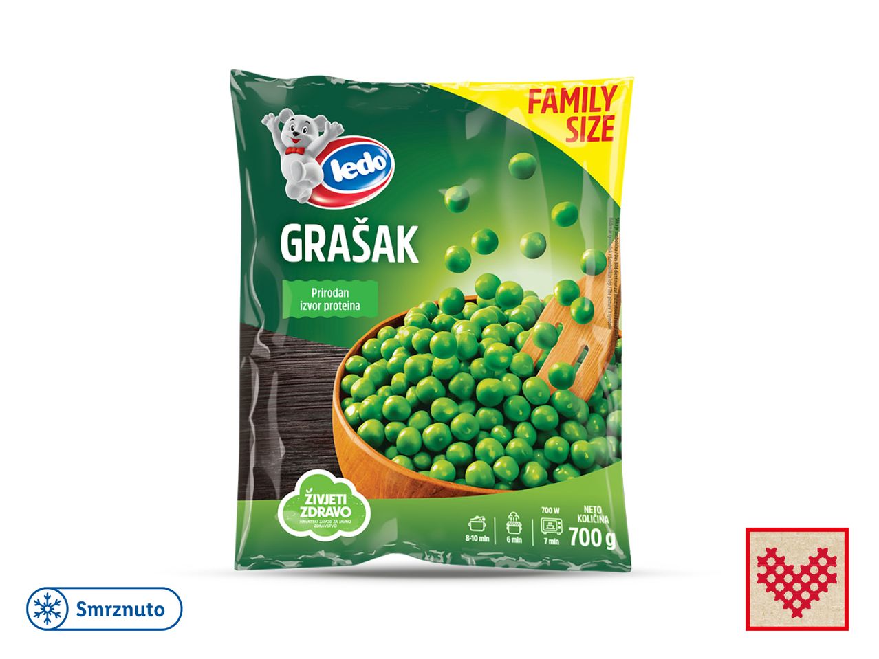 Zamrznuta grašak u pakiranju, brend Frikom.
