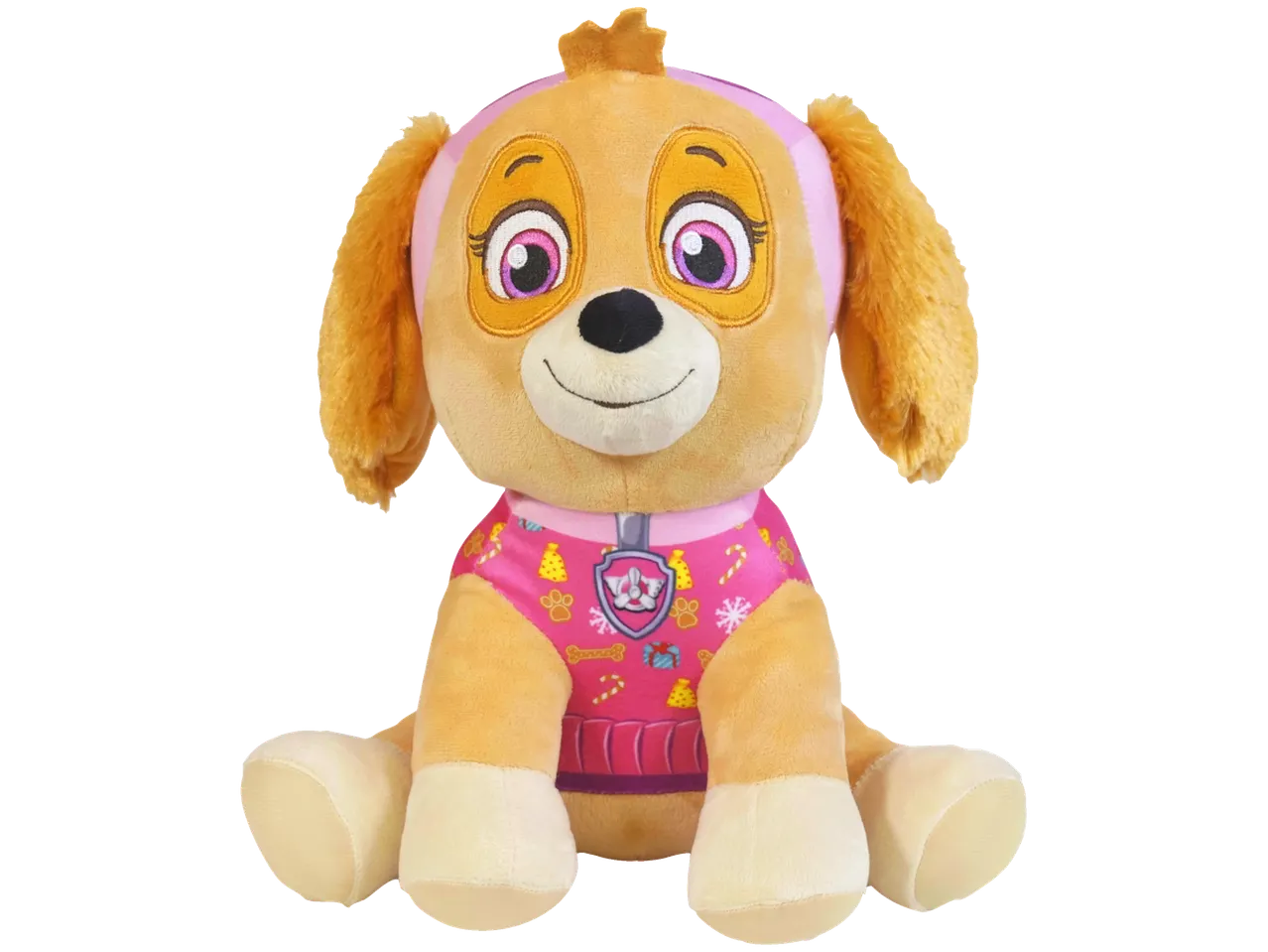 Paw Patrol® plīša rotaļlieta: kucēns Skye rozā apģērbā.