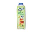 Yoghurt med æble- og kiwismag, 1,4% fedt, med billeder af æbler og kiwi.