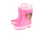 Pink Paw Patrol rain boots with carry handles.