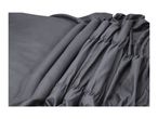 Close-up of a dark grey fitted sheet with elasticated ruching.