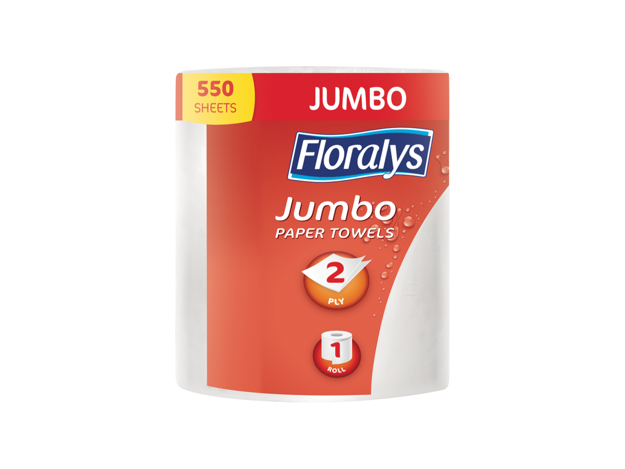 Floralys Jumbo popieriniai rankšluosčiai: 550 lapų, 2 sluoksnių, 1 ritinėlis.