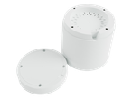 Două recipiente din plastic alb, unul mai mare și unul mai mic, cu găuri.