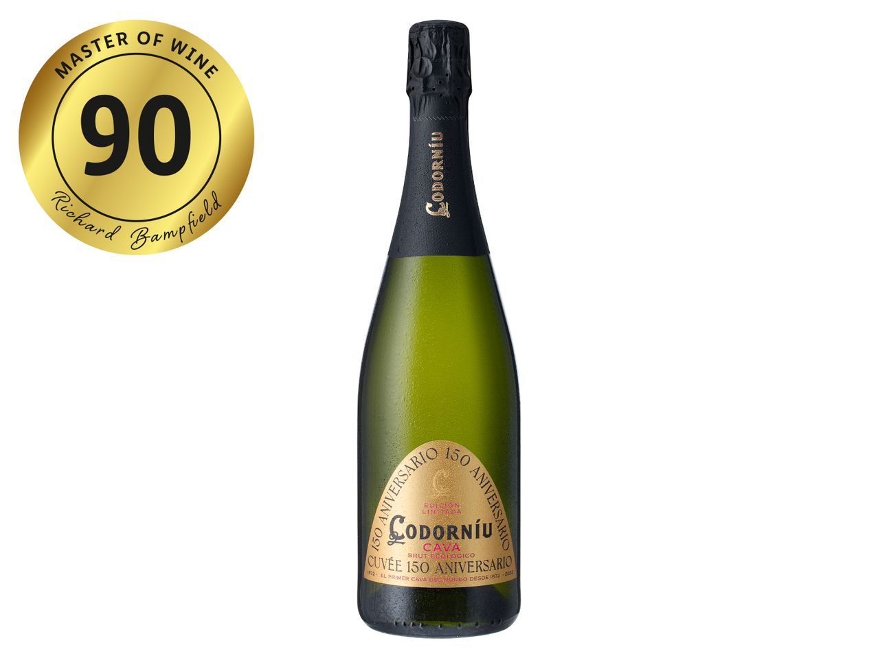Codorníu Cava 150 Aniversario Brut Ecológico, rated 90 by Master of Wine Richard Bampfield.