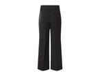 Black wide-leg trousers with a flat front and back pockets.