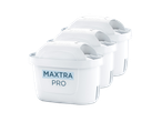Three Brita Maxtra Pro water filter cartridges are stacked together.