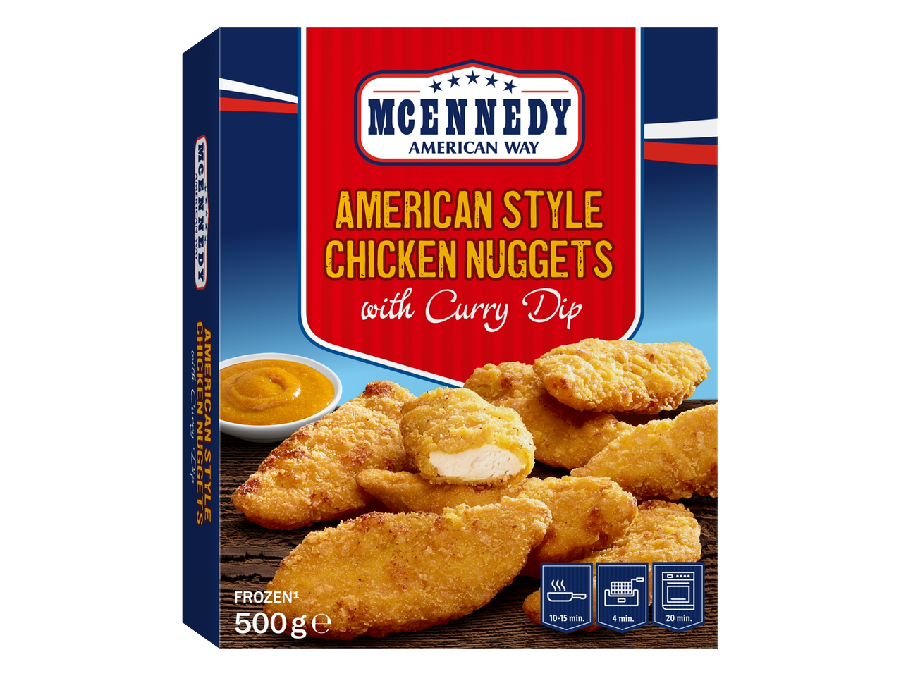 McEnnedy amerikāņu stila vistas nugatas ar karija mērci.