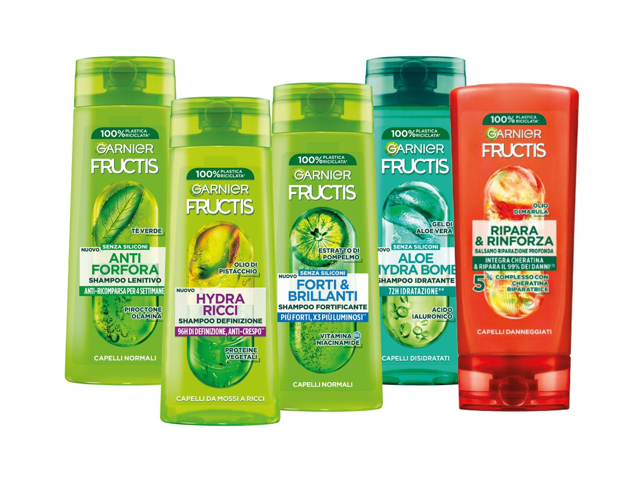 Garnier Fructis shampoo e balsamo per capelli: antiforfora, idratante, per capelli ricci e danneggiati.