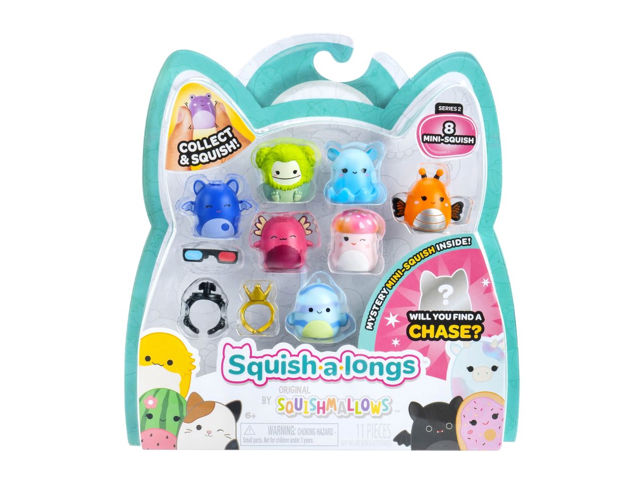 Squish-a-longs Series 2 mini-squish toy set with 8 mini-squish and bonus accessories.