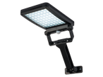 Lampă solară cu LED și senzor de mișcare, montată pe perete.