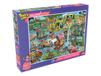 Kleurrijke legpuzzel van 1000 stukjes met een grappige Claude Monet-illustratie.