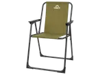 Green folding camping chair with a black frame