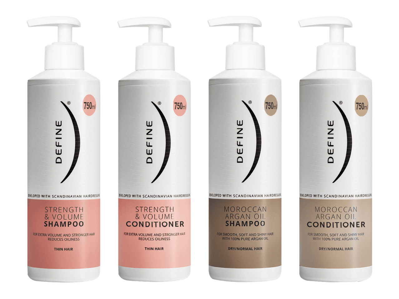 Enliven-shampoot ja -hoitoaineet vaaleille, vaaleanruskeille ja tummille hiuksille.