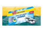 W5 heavy-duty sponge scourers: 6-pack, yellow and green, for pots and scratch-resistant surfaces.