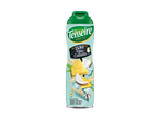 Fles met Piña Colada siroop, met ananas, kokos en ijsblokjes.