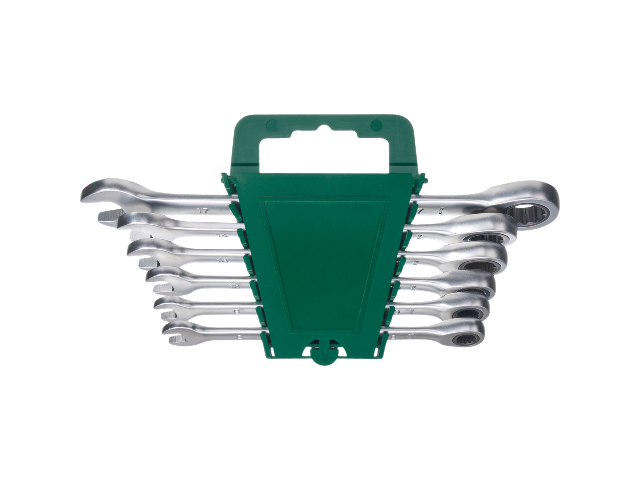 PARKSIDE® Flexi-Head Ratchet Spanner Set in a green holder