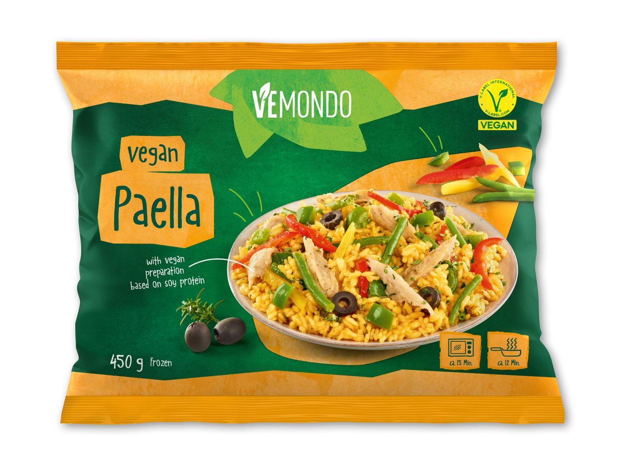 VEMONDOS frosne vegan paella med sojaprotein (450g)