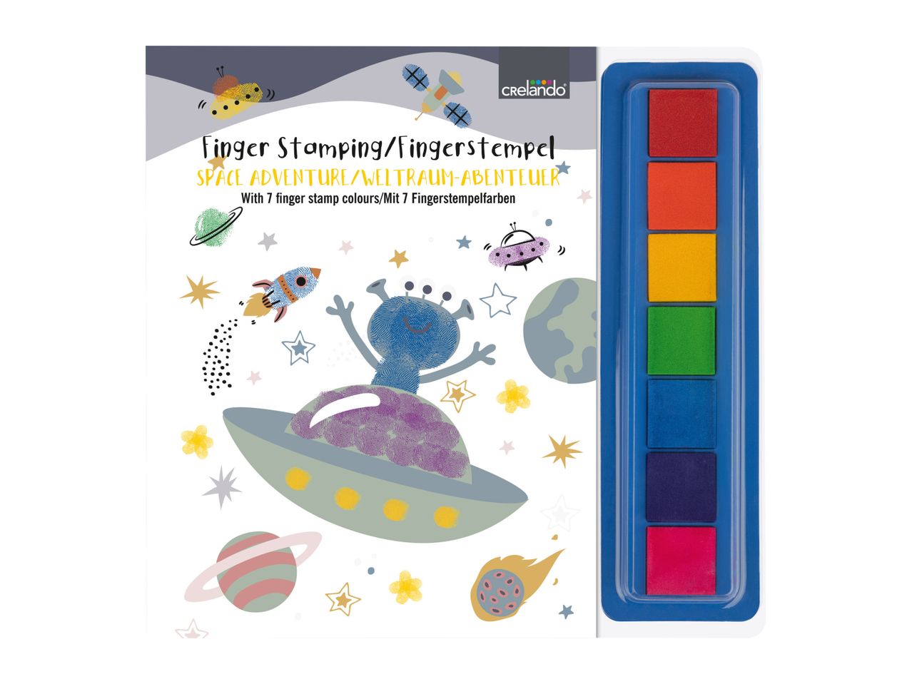 Space-themed children's coloring book with a set of watercolor paints.