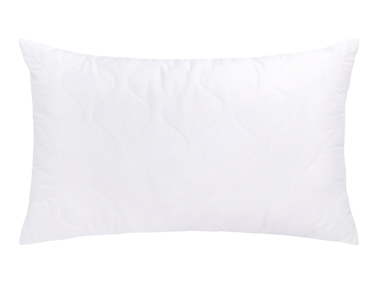 White quilted pillow with a wavy stitch pattern