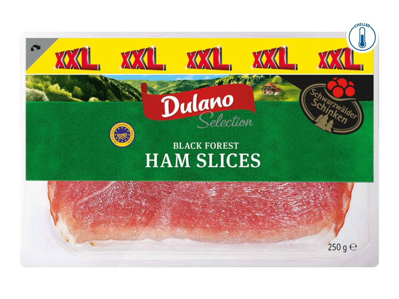 Dulano Selection Black Forest Ham Slices, 250g, XXL pack, chilled.