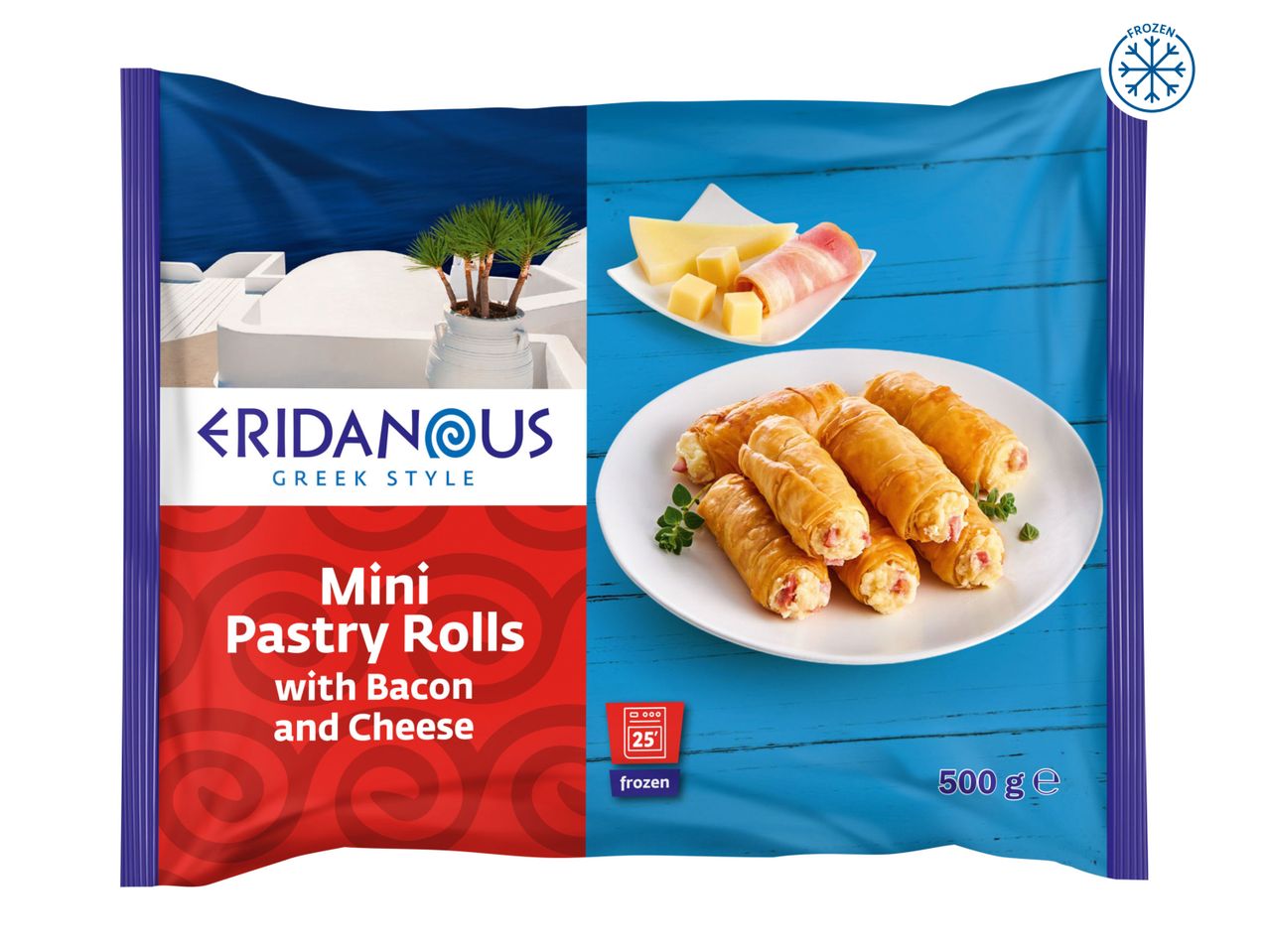 Eridanous Mini Pastry Rolls with Bacon and Cheese