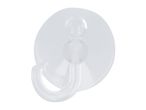 A clear plastic suction cup hook.