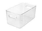 Transparente Aufbewahrungsbox aus Kunststoff mit Griffen.