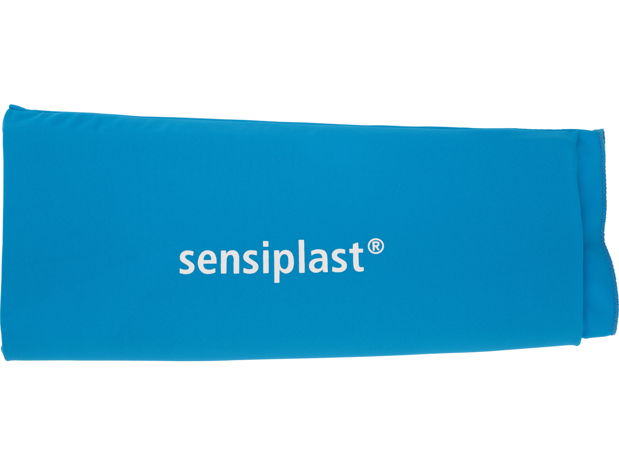 Bandaj cilindric răcoritor SENSIPLAST albastru cu logo-ul mărcii.