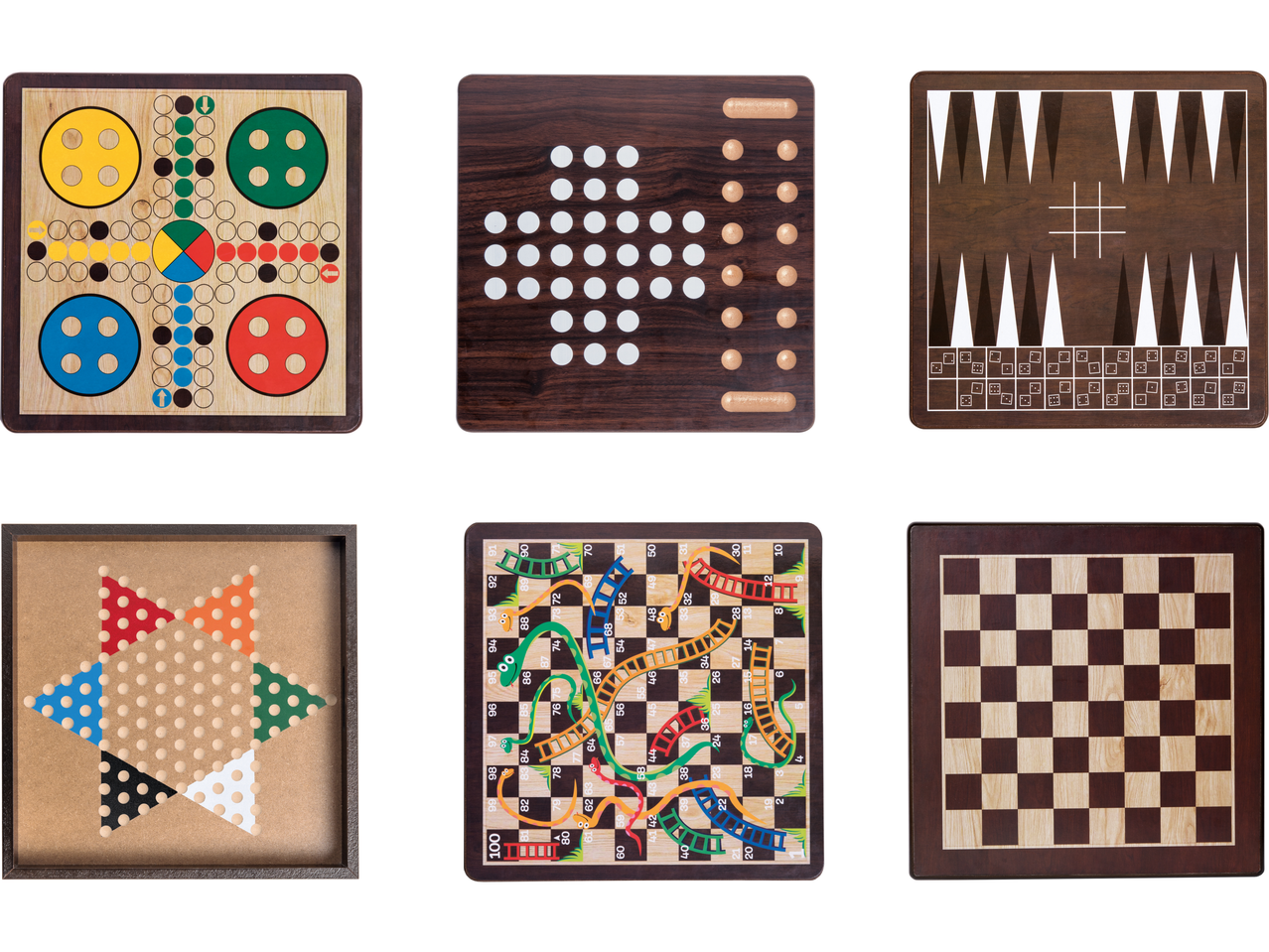 10-ühes puidust lauamängud: Ludo, kabe, male, maod ja redelid, hiina kabe ja palju muud.