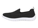 Black slip-on sneaker with a white sole