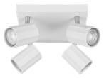 Plafonnier blanc avec quatre spots réglables.
