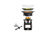 Monsieur Cuisine Smart: aparat multifuncțional cu coș de aburi, boluri și spatule.
