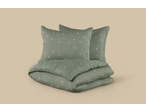 Livarno Premium Muslin Duvet Cover Set in sage green with small white floral pattern