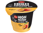 Quark Milbona bogat în proteine cu piersici și fructul pasiunii.