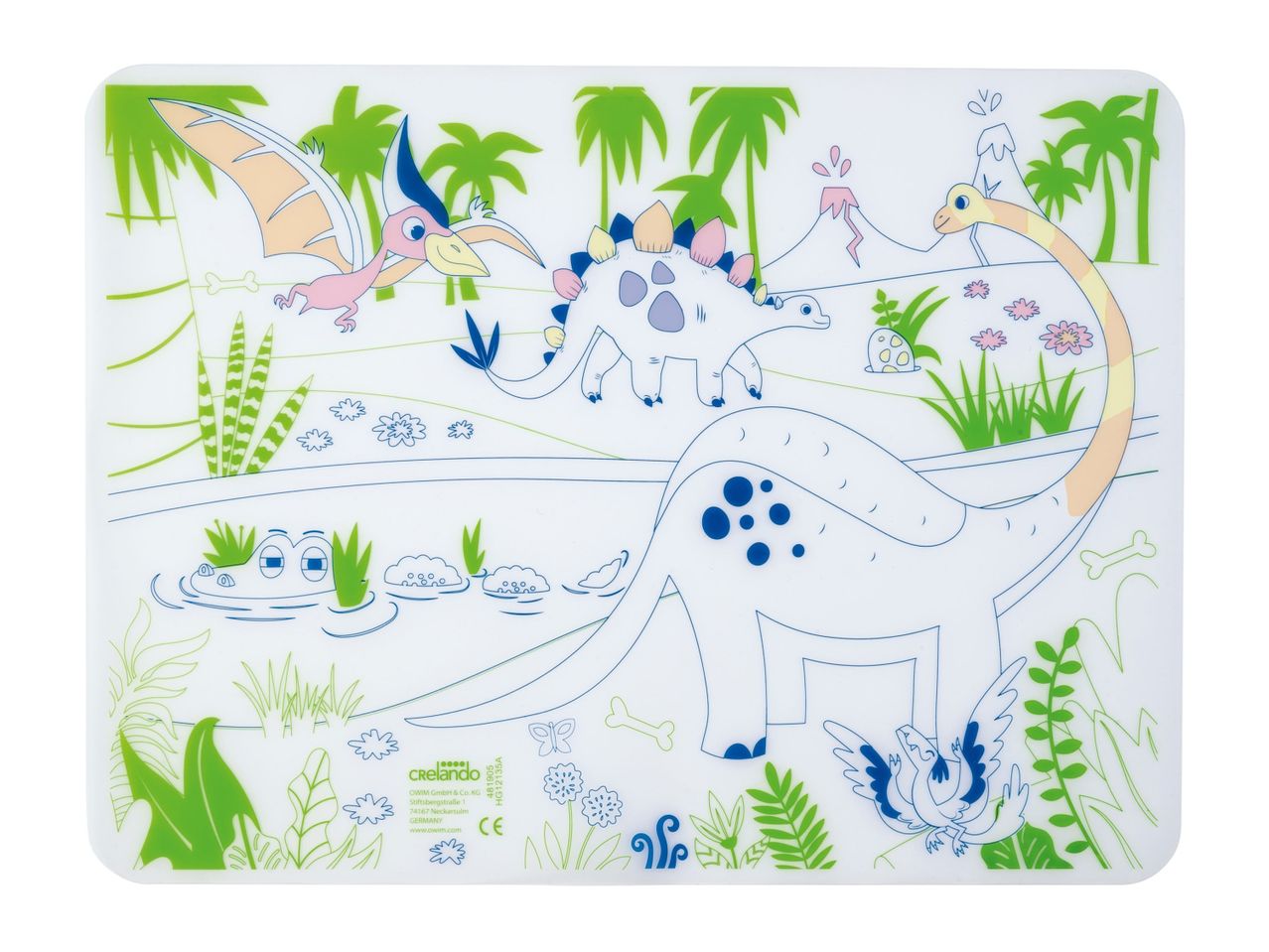 Go to full screen view: Crelando Reusable Colouring Mat - Dino - Image 1