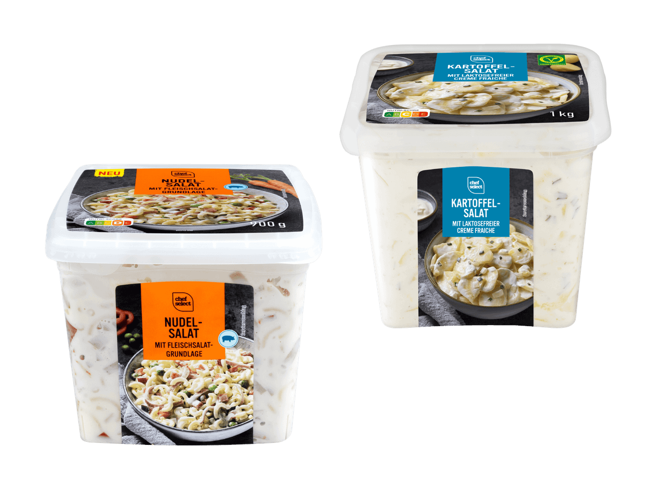 Zwei Packungen Tiefkühl-Fertiggerichte, vermutlich Pasta- oder Reisgerichte.