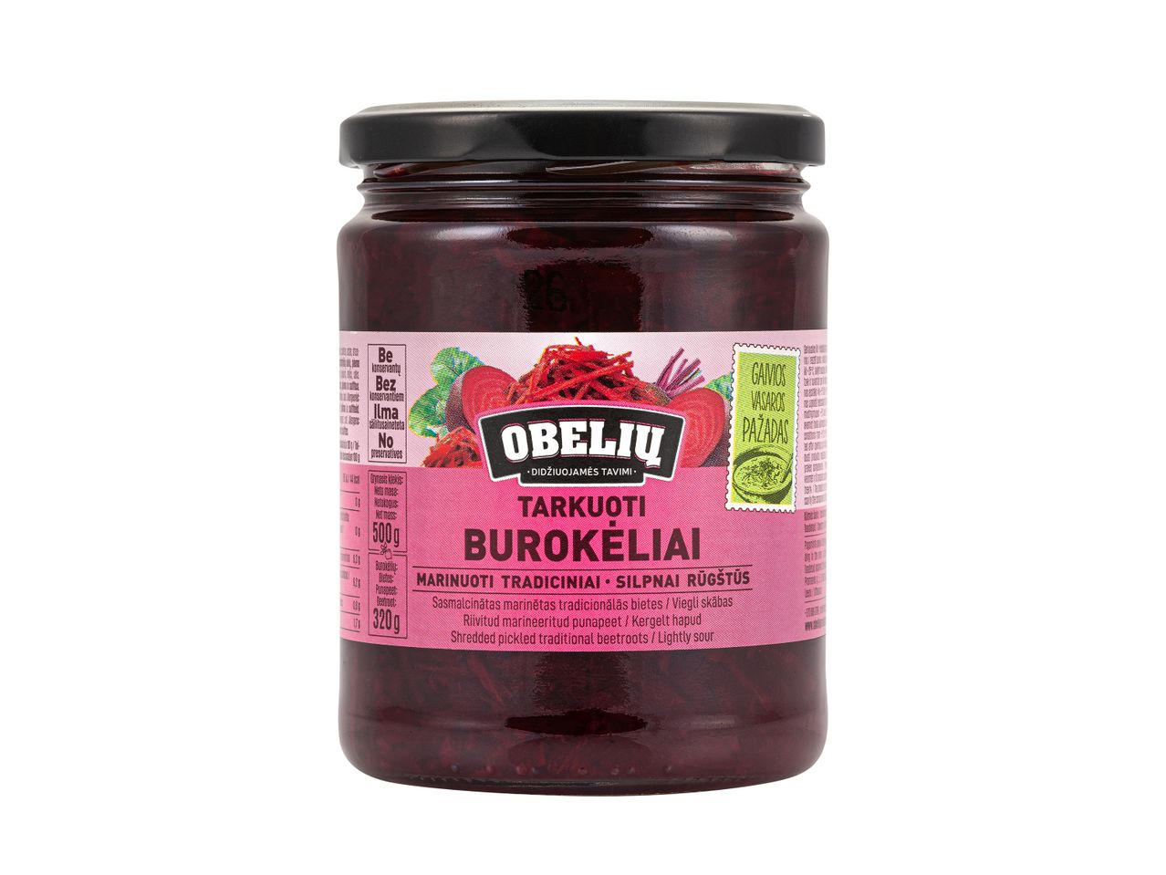 Stiklainis Obelijų tarkuotų marinuočių burokėlių.
