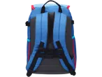 Mochila azul com alças ajustáveis e costas em tecido de malha