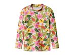 Kids' long-sleeve rash guard with a vibrant tropical floral print