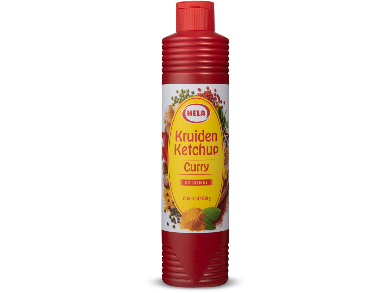 Hela Kruiden Ketchup Curry: originele curry ketchup in een fles.