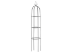 Arco/treliça de metal preto Livarno para rosas com design arqueado e anéis de suporte.